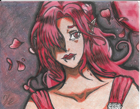 Roses Under Crimson Moon